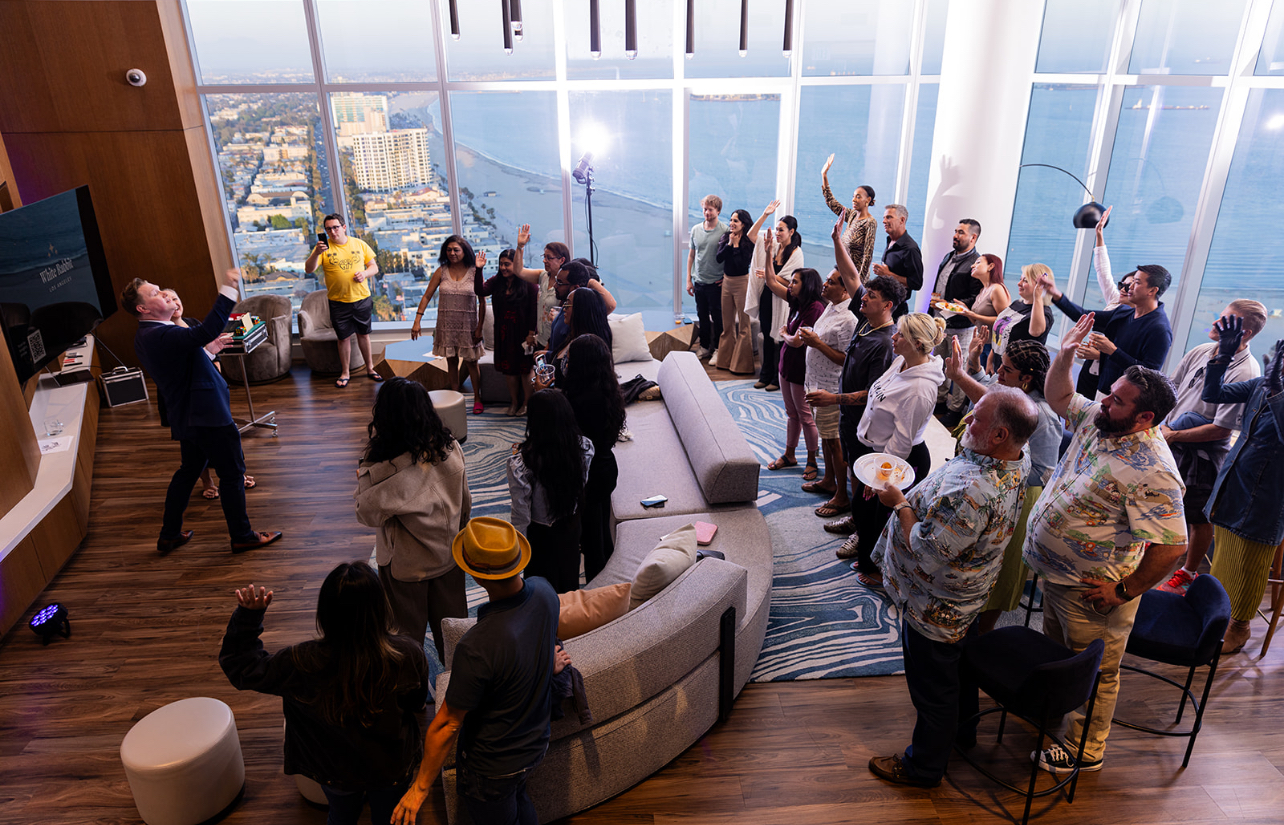 Scott Syme performing private magic show in a luxury Los Angeles penthouse
